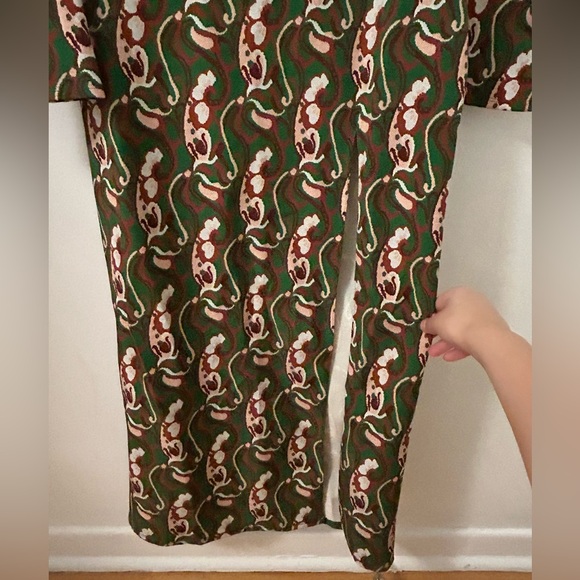 Long-Sleeve Patterned Maxi Dress with High Neck by Zara - Picture 2 of 4